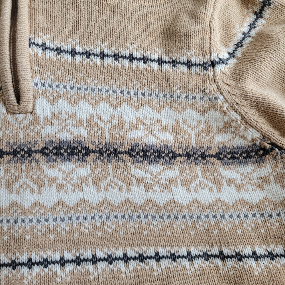 Croft & Barrow Tan Patterned Zip-Up Sweater - Picture 5 of 10